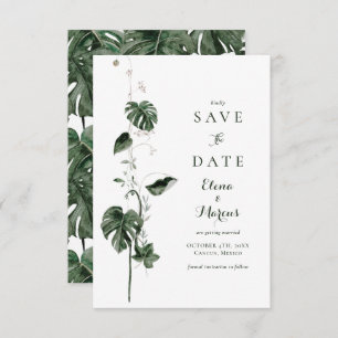 Tropical Monstera Palm Botanicals Save The Date