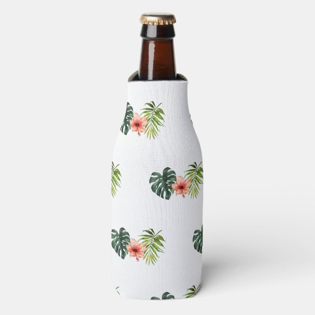 Tropical Monstera Palm Bridal Shower  Bottle Cooler (Bottle Front)