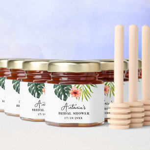 Tropical Monstera Palm Bridal Shower  Honey Jar Favors