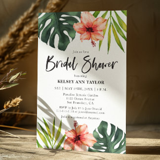 Tropical Monstera Palm Bridal Shower Invitation
