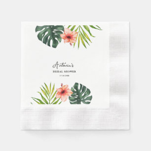 Tropical Monstera Palm Bridal Shower Napkins