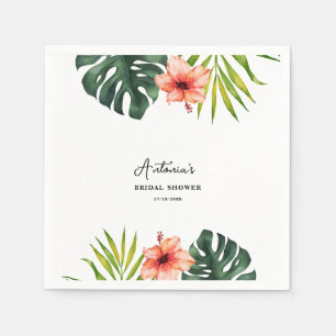 Tropical Monstera Palm Bridal Shower  Napkins