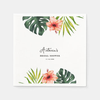 Tropical Monstera Palm Bridal Shower  Napkins
