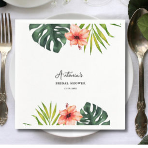 Tropical Monstera Palm Bridal Shower  Napkins