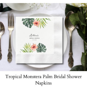 Tropical Monstera Palm Bridal Shower Napkins