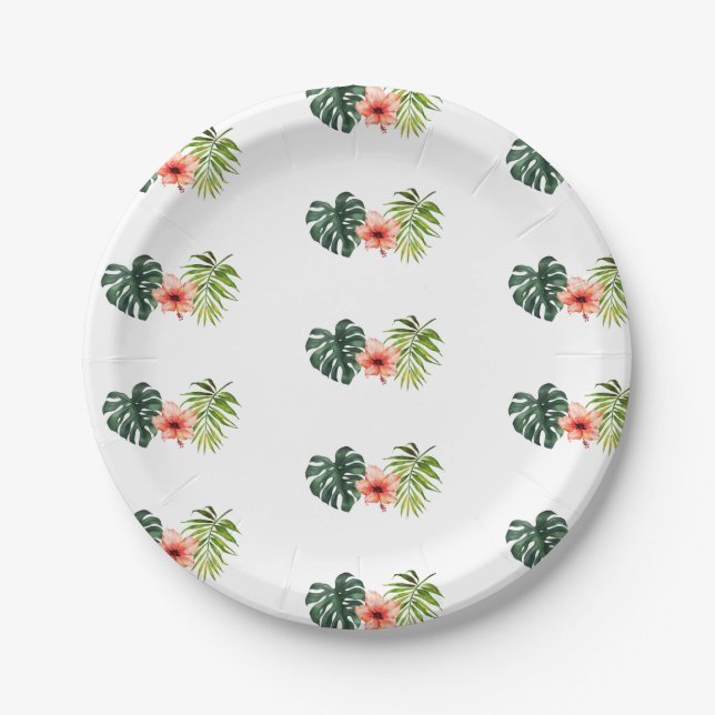 Tropical Monstera Palm Bridal Shower  Paper Plates (Front)