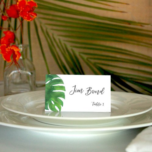 Tropical Monstera Palm Leaf Blank Place Cards