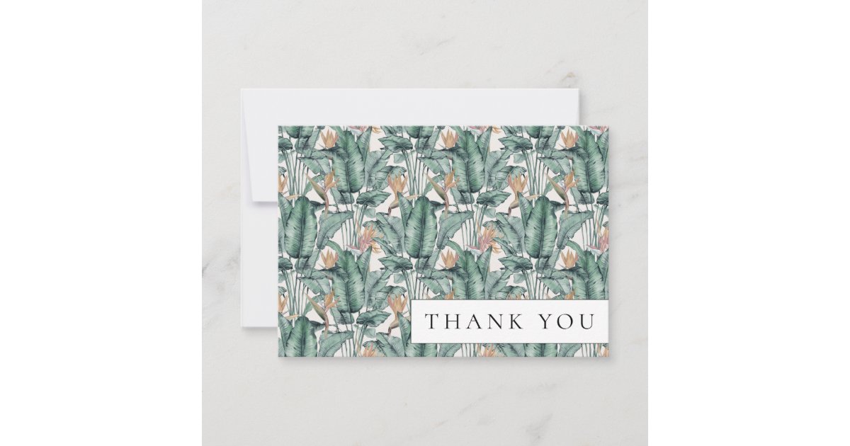 Tropical Monstera Palm Leaf Thank You Card | Zazzle