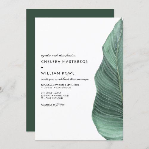 Tropical Monstera Palm Leaf Wedding Invitation