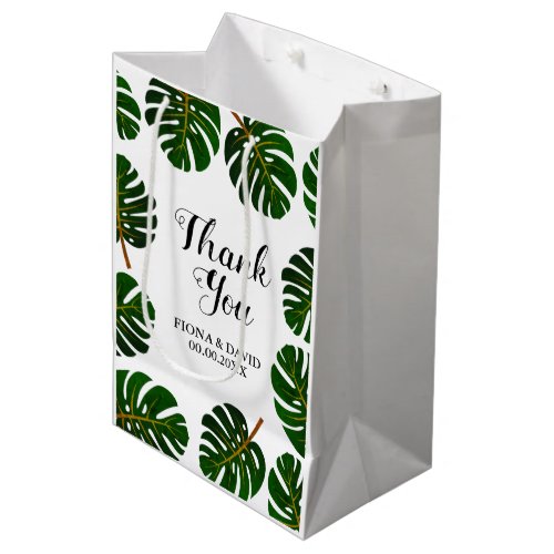 Tropical Monstera palm leaf wedding thanks & favor Medium Gift Bag