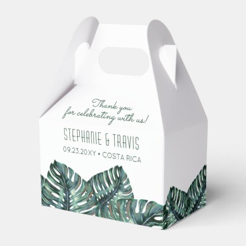 Tropical Monstera Palm Retro Mod Beach Wedding Fav Favor Boxes