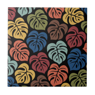 Tropical Monstera Pattern Ceramic Tile