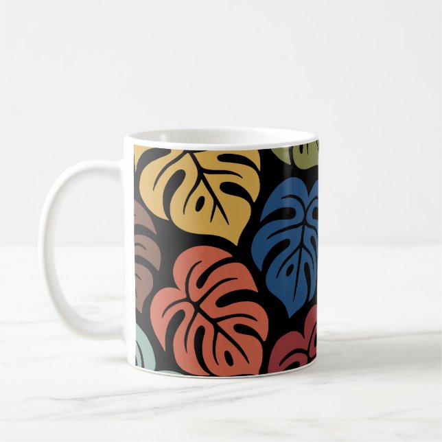 Tropical Monstera Pattern Coffee Mug (Left)