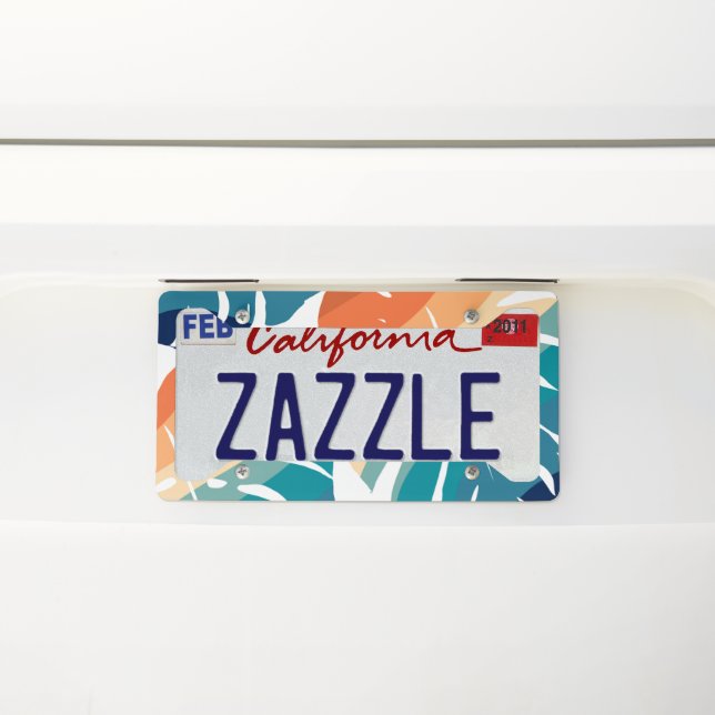 Tropical Monstera Retro Vibes Pattern #1 #tropical License Plate Frame (On Car)