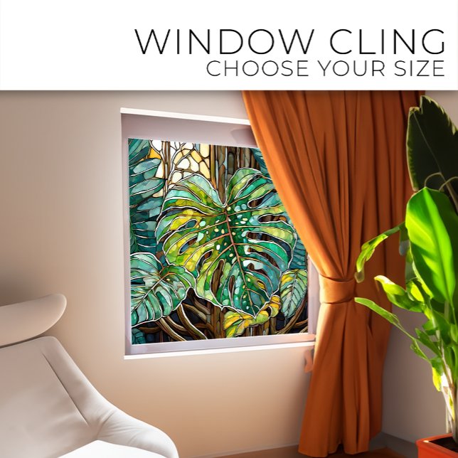 Tropical Monstera Stained glass art Window Cling (Creator Uploaded)