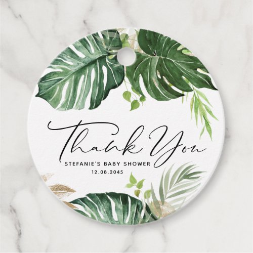 Tropical Monstera Summer Baby Shower Thank You Favor Tags