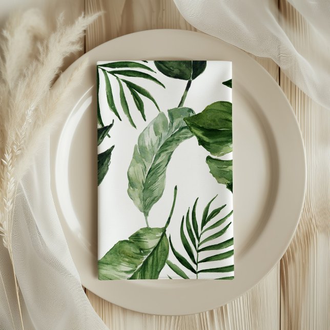 Tropical Monstera summer beach elegant wedding Cloth Napkin (Creator Uploaded)