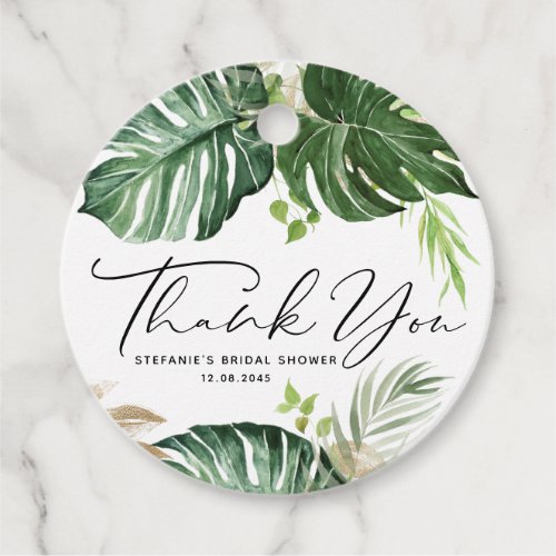 Tropical Monstera Summer Bridal Shower Thank You Favor Tags