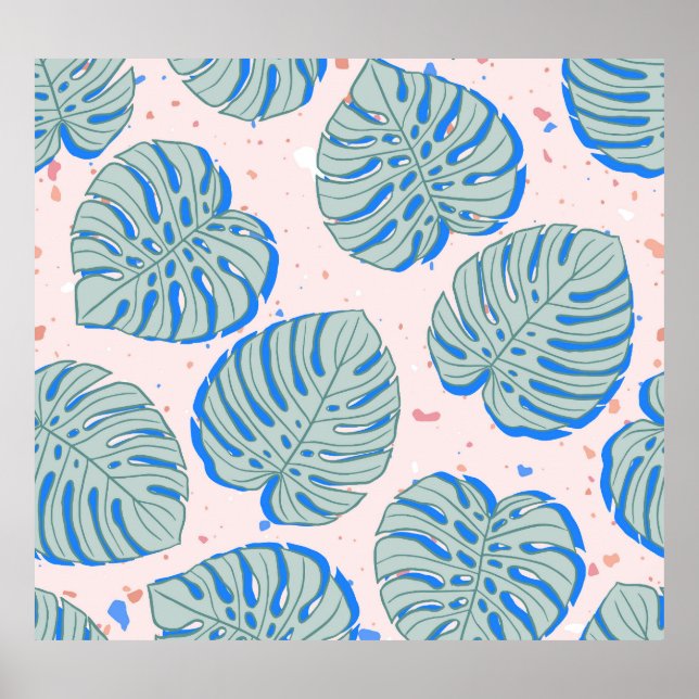 Tropical Monstera: Terrazzo Vintage Pattern Poster (Front)