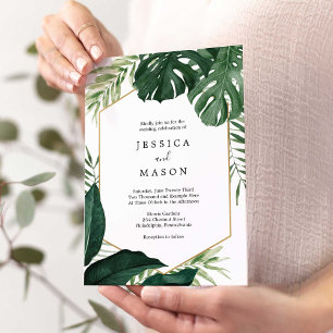 Tropical Monstera Wedding Invitation