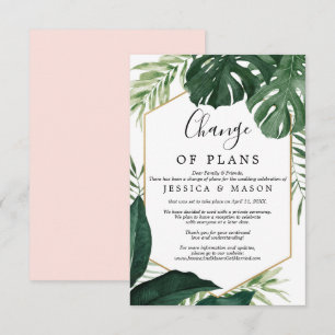 Tropical Monstera Wedding Postponed Announcement