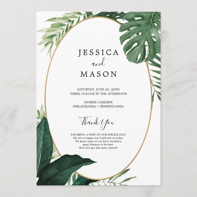 Tropical Monstera Wedding Program (Front)