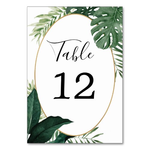 Tropical Monstera Wedding Table Numbers