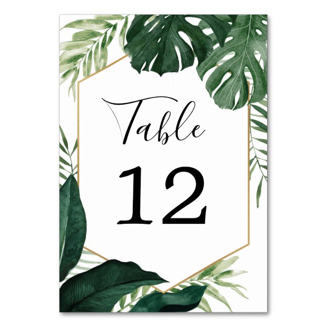 Tropical Monstera Wedding Table Numbers