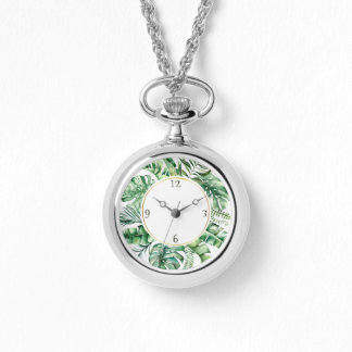 Tropical Monstera Wreath Womens Watch