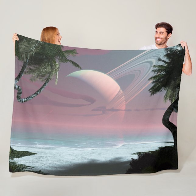 Tropical Moon of Amatheia Fleece Blanket (In Situ)