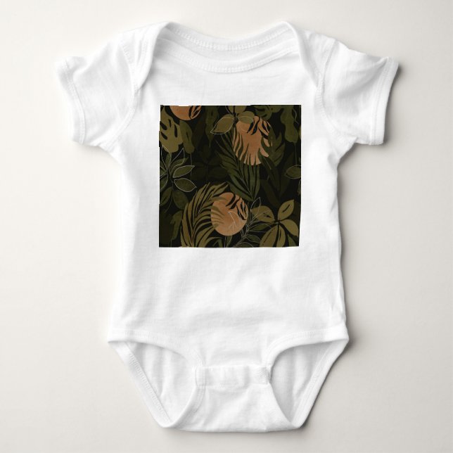 Tropical Moon Palm: Night Seamless Pattern Baby Bodysuit (Front)