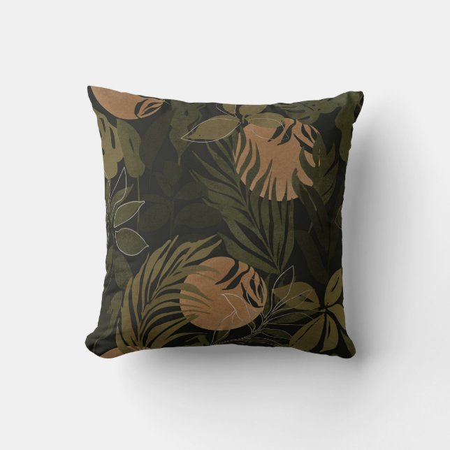 Tropical Moon Palm: Night Seamless Pattern Throw Pillow (Front)