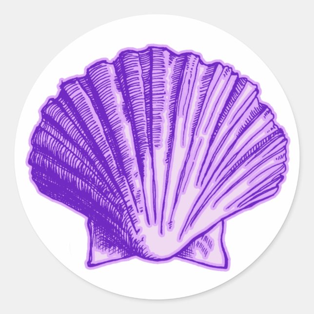 Tropical Moonlight Purple Shell Classic Round Sticker (Front)