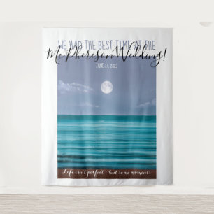 Tropical moonlit beach photo booth backdrop