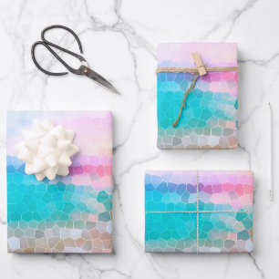 Tropical Morning Sunrise Stain Glass Beach Wrapping Paper Sheets
