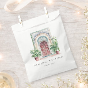 Tropical Moroccan Doorway Watercolor Wedding Favor Bag