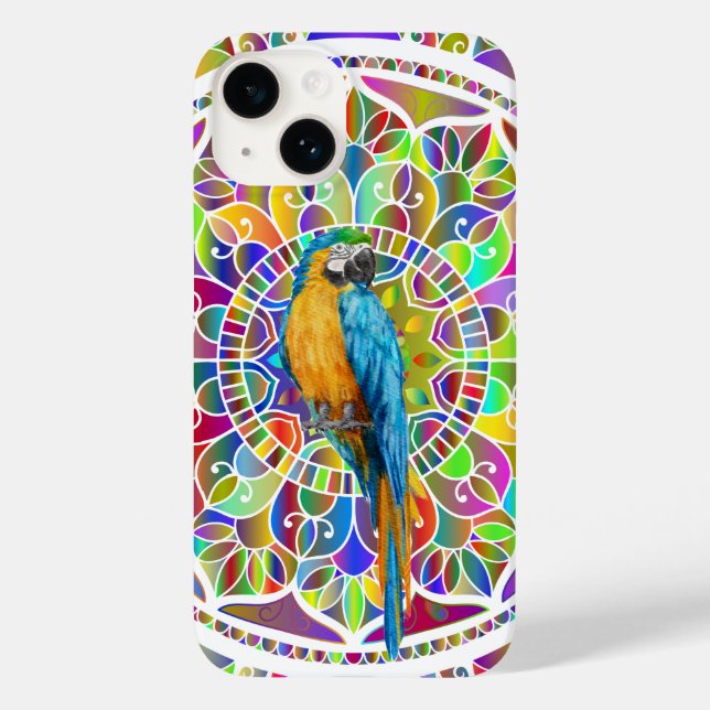 Tropical Mosaic – Blue & Gold Macaw Mandala Case-Mate iPhone Case (Back)