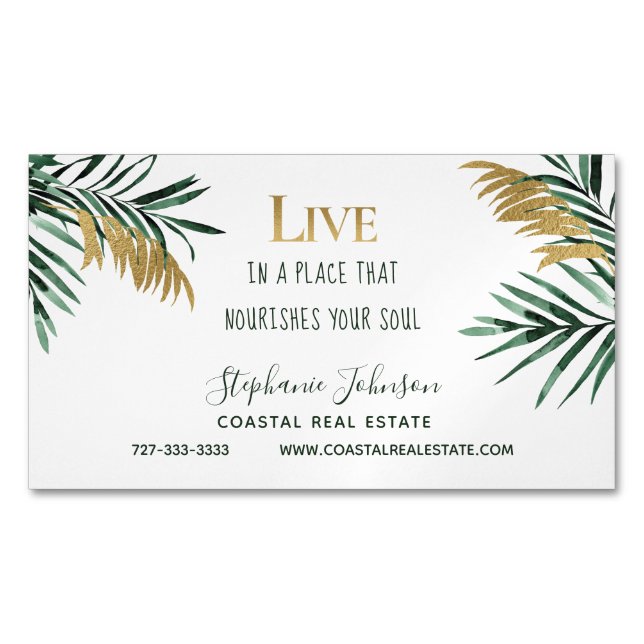 Tropical Motivational Quote Realtor Business Card Magnet (Front)