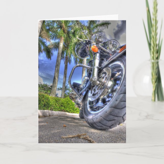 Tropical Motorcycle Birthday Card (Front)