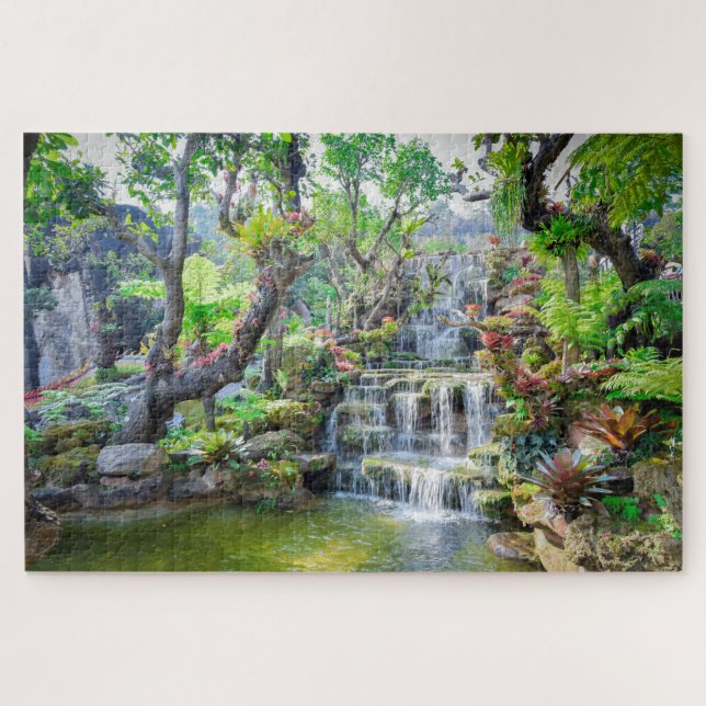 Tropical Mountain Forest Waterfall Thailand Jigsaw Puzzle (Horizontal)