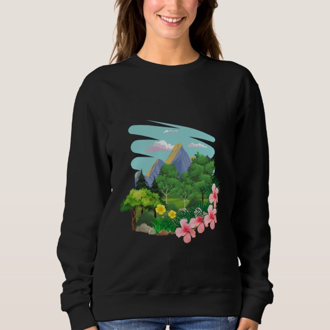 Tropical Mountain Landscape Sweatshirt (Front)