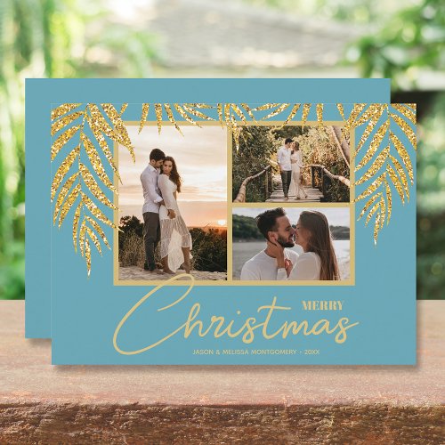 Tropical Multi Photo Collage Christmas Holiday Card