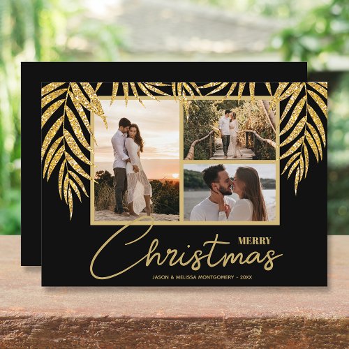 Tropical Multi Photo Collage Christmas Holiday Card