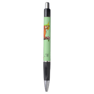 Tropical Multicolored Macaw Bird & Monogram Pen