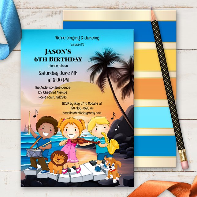 Tropical Music Child Birthday Invitation (Creator Uploaded)