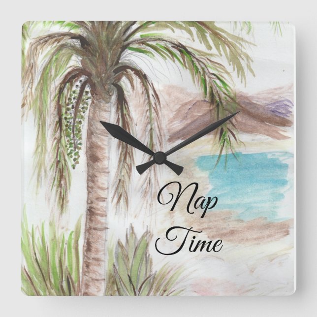 Tropical "Nap Time"  Square Wall Clock (Front)