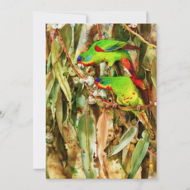 Tropical Nature Parrots Green Birds Holiday Card (Front)