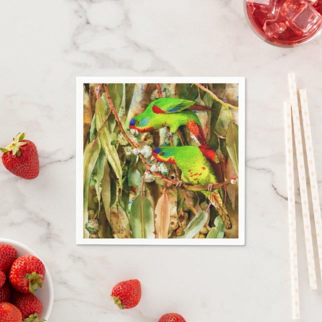 Tropical Nature Parrots Green Birds Napkins (Insitu)
