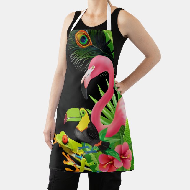 Tropical Nature Theme Colorful Animals Apron (Insitu)