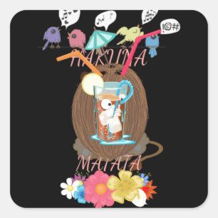 Tropical Nature's Bounty" Coconut Lemonade Art Square Sticker